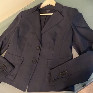 Ann Taylor Blazer Ann Taylor Black Notched Two Button Blazer with Stretch Size 8